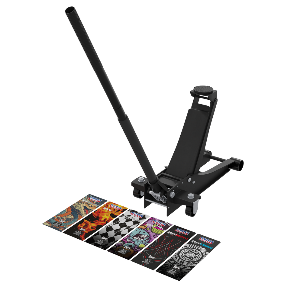 Sealey 2000CB Low Entry Custom Design Trolley Jack with Rocket Lift 2 Tonne - Black