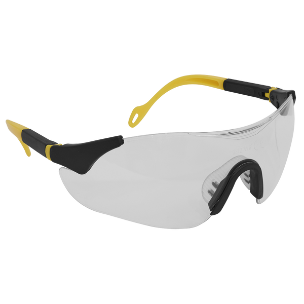 Sealey 9208 Worksafe® Sports Style Clear Safety Glasses with Adjustable Arms