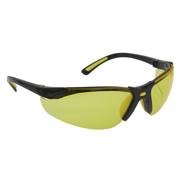 Sealey 9215 Worksafe® Zante Style Amber Lens Safety Glasses with Flexi Arms