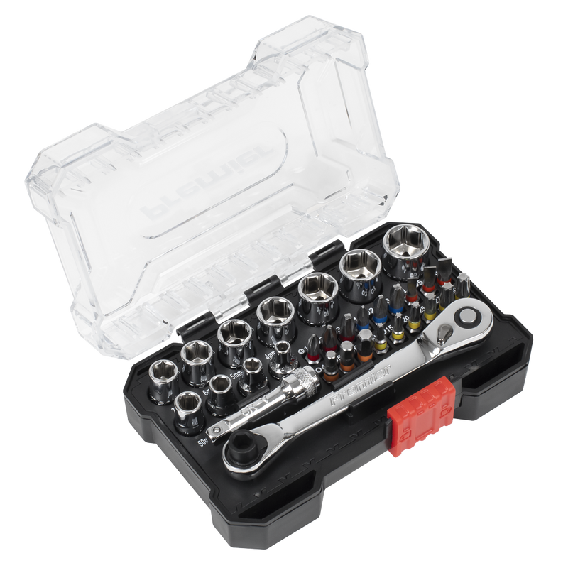 Sealey AK2111 Socket & Bit Set 1/4"Sq Drive Colour-Coded 31pc