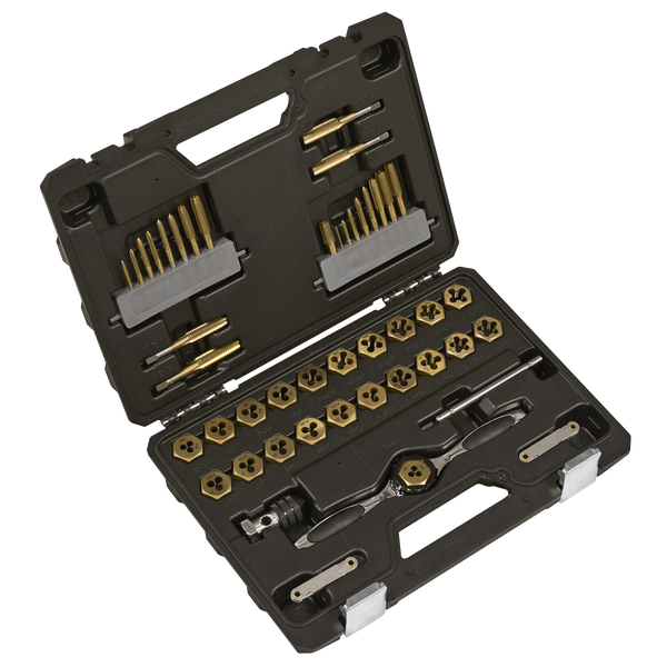 Sealey AK3046 Premier Metric & Imperial Titanium Coated Hexagonal Tap & Die Set 46pc