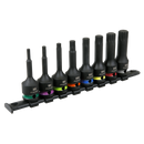 Sealey AK56004 Spline Impact Socket Bit Set 8pc 1/2"Sq Drive