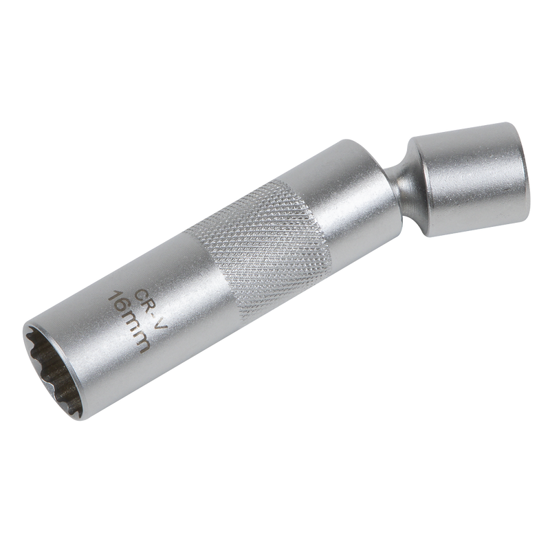 Sealey AK6571 Spark Plug Socket with Universal Joint 3/8"Sq Drive 12-Point 16mm