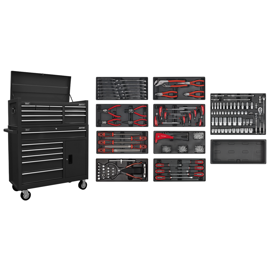 Sealey AP41STACKBCOMBO American PRO® Tool Chest Combination with 117pc Tool Kit - Black