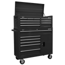 Sealey AP41STACKB Topchest & Rollcab Combination 15 Drawer with Ball-Bearing Slides - Black