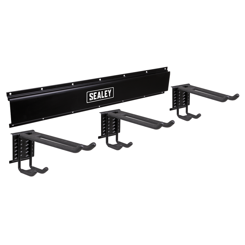 Sealey APHKIT10 Wall Mounting Storage Rail with 3 Dual Hooks