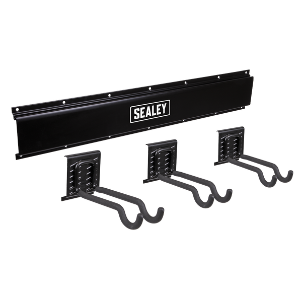 Sealey APHKIT11 Wall Mounting Storage Rail with Sports Equipment Hooks