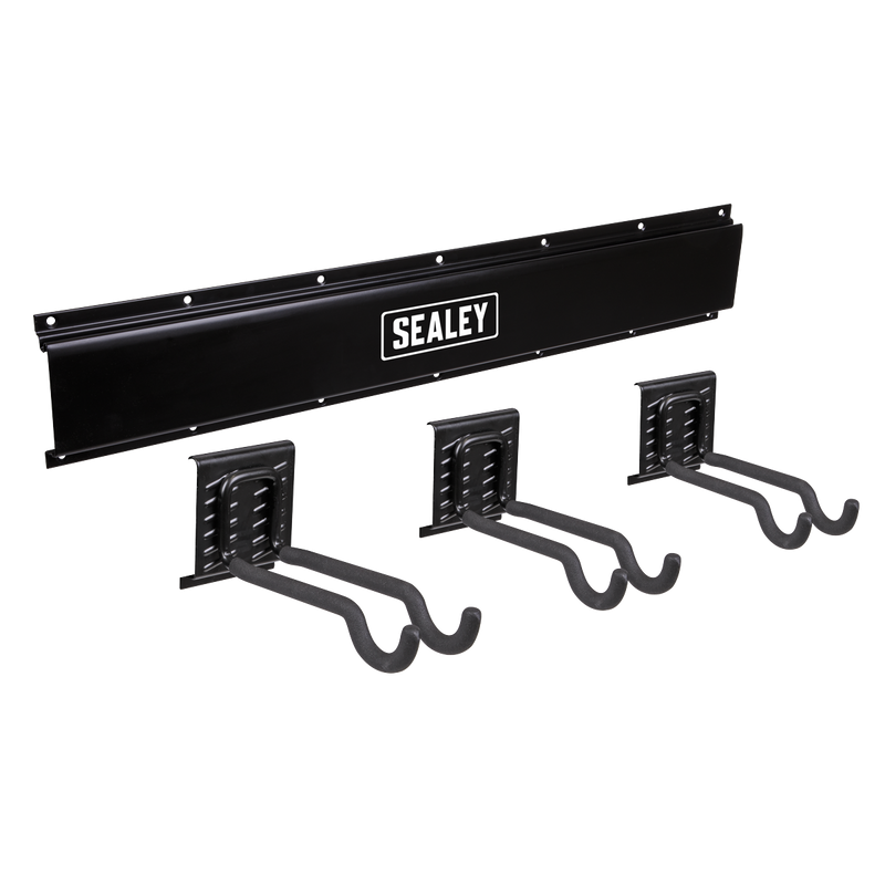 Sealey APHKIT11 Wall Mounting Storage Rail with Sports Equipment Hooks
