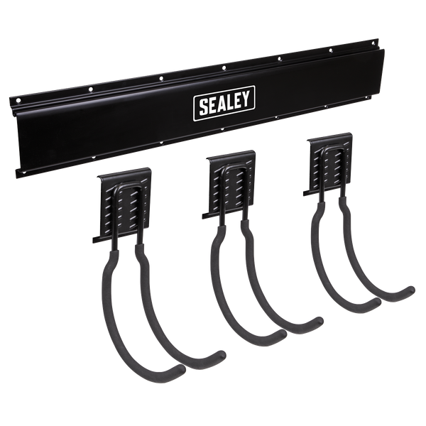 Sealey APHKIT8 Wall Mounting Storage Rail with 3 Large Hooks