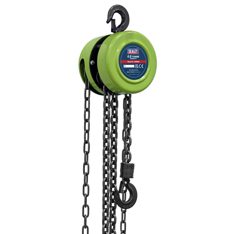 Sealey CB500E 2.5m Chain Block 0.5 Tonne