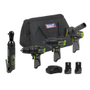 Sealey CP108VCOMBO1EU 4 x 10.8V SV10.8 Series Cordless Combo Kit - 2 Batteries & Euro Plug