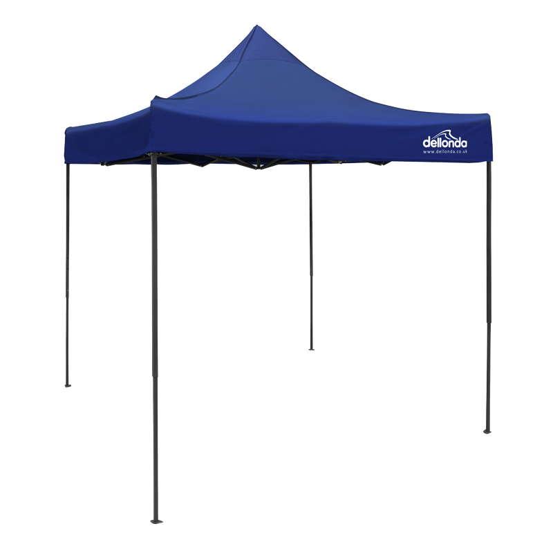 Dellonda DG127 Premium 2x2m Pop-Up Gazebo, Heavy Duty, PVC Coated, Water Resistant Fabric, Supplied with Carry Bag, Rope, Stakes & Weight Bags - Blue Canopy