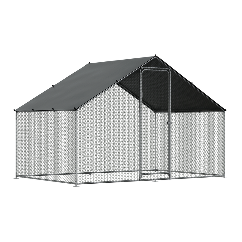 Dellonda DG278 Walk-In Galvanized Steel Chicken Run with Roof Cover & PVC Coated Chicken Wire
