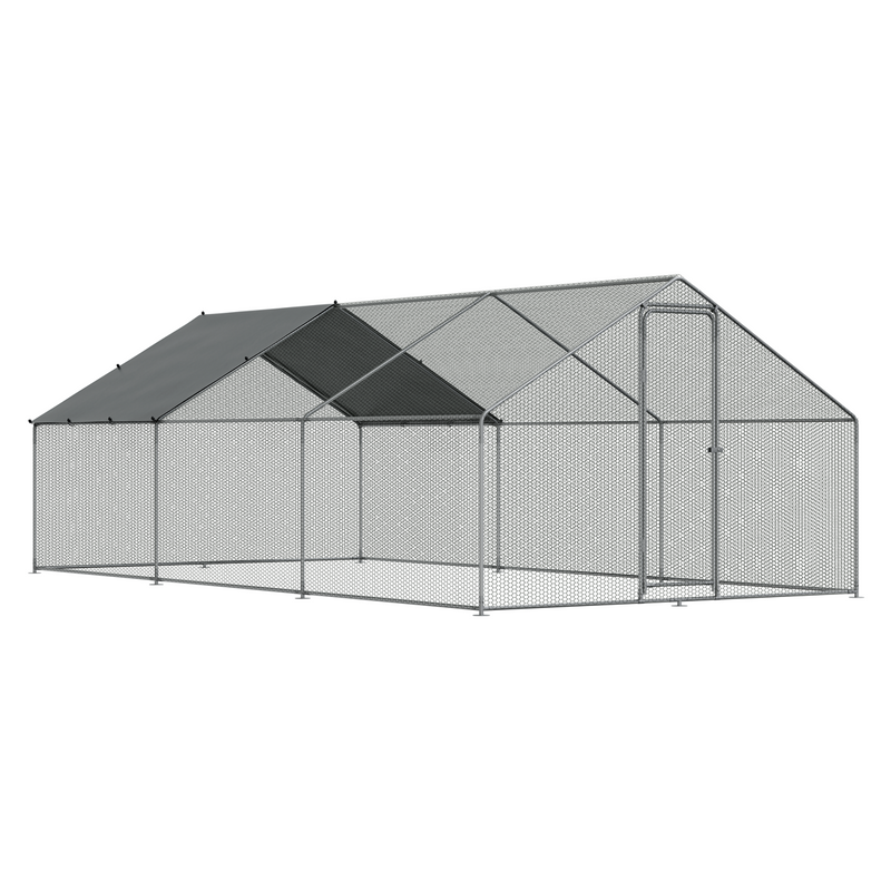 Dellonda DG280 Walk-In Galvanized Steel Chicken Run with Roof Cover & PVC Coated Chicken Wire