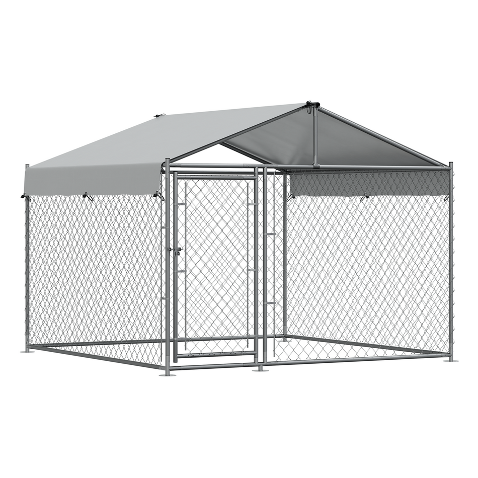 Dellonda DG281 Galvanised Steel Dog Kennel with Roof Cover & Chain Link Fencing