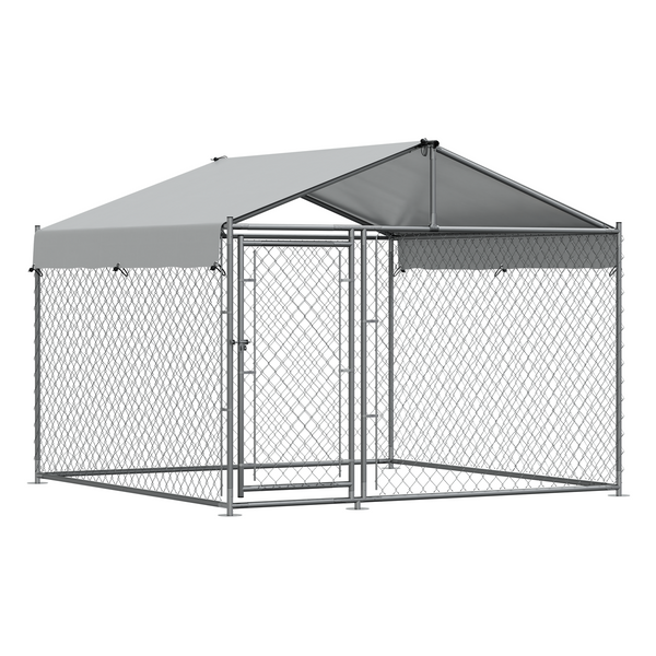 Dellonda DG281 Galvanised Steel Dog Kennel with Roof Cover & Chain Link Fencing
