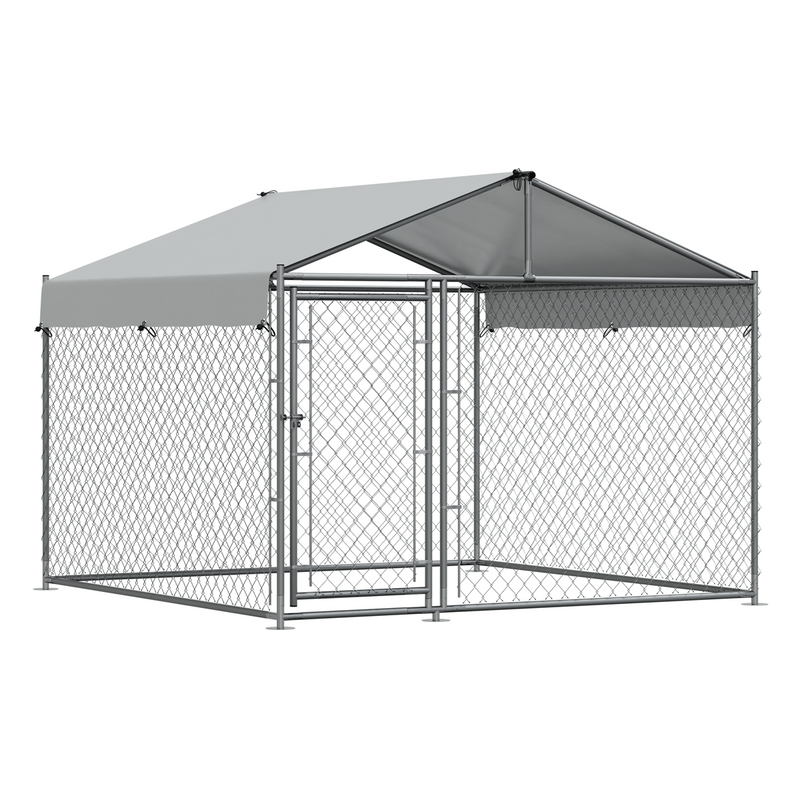 Dellonda DG281 Galvanised Steel Dog Kennel with Roof Cover & Chain Link Fencing