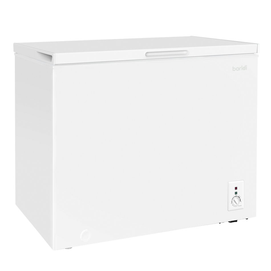 Baridi DH111  Freestanding Chest Freezer, 199L Capacity, Garages and Outbuilding Safe, -12 to -24 degreeC Adjustable Thermostat with Refrigeration Mode, White