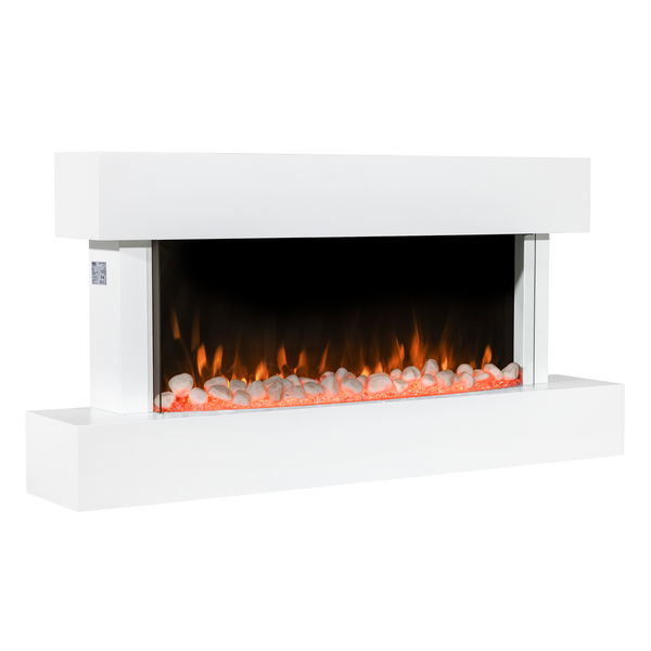 Baridi DH113 Wall Mounting Electric Fireplace with LED Flame Effect 46" - White