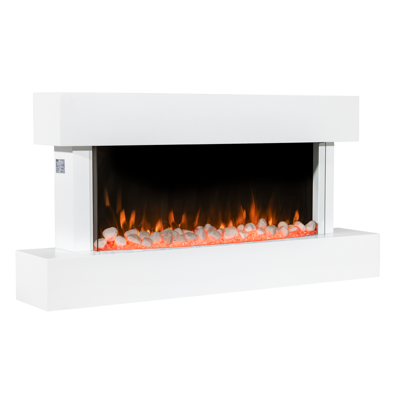 Baridi DH113 Wall Mounting Electric Fireplace with LED Flame Effect 46" - White