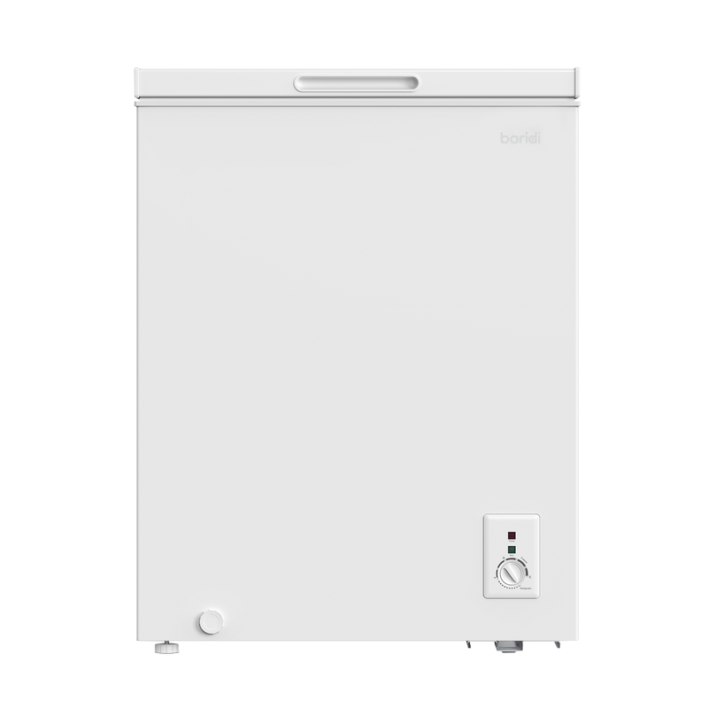 Baridi DH120  Freestanding Chest Freezer, 142L Capacity, Garages and Outbuilding Safe, -12 to -24 degreeC Adjustable Thermostat with Refrigeration Mode, White