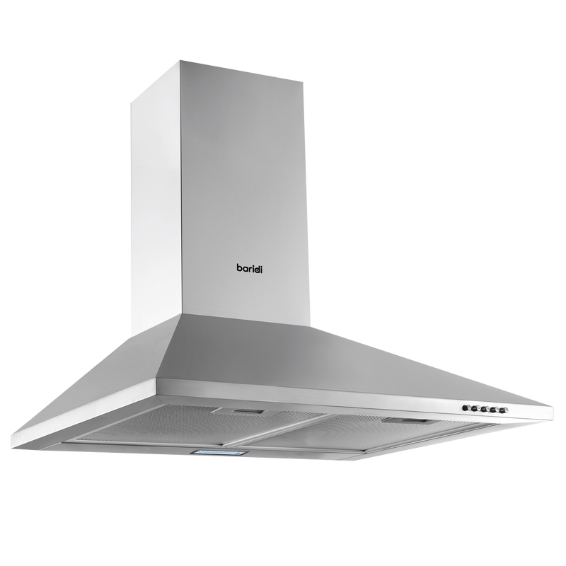 Baridi DH126  60cm Chimney Style Cooker Hood with Carbon Filters, Stainless Steel
