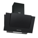 Baridi DH129  60cm Angled Chimney Cooker Hood with Carbon Filters, LED Lamp, Energy Class B, Black Glass