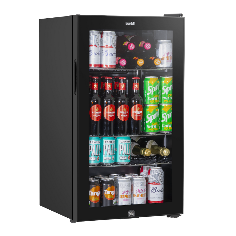 Baridi DH13  Under Counter Wine/Drink/Beverage Cooler/Fridge, Built-In Thermostat, Light, Security Lock, 85 Litre  Black