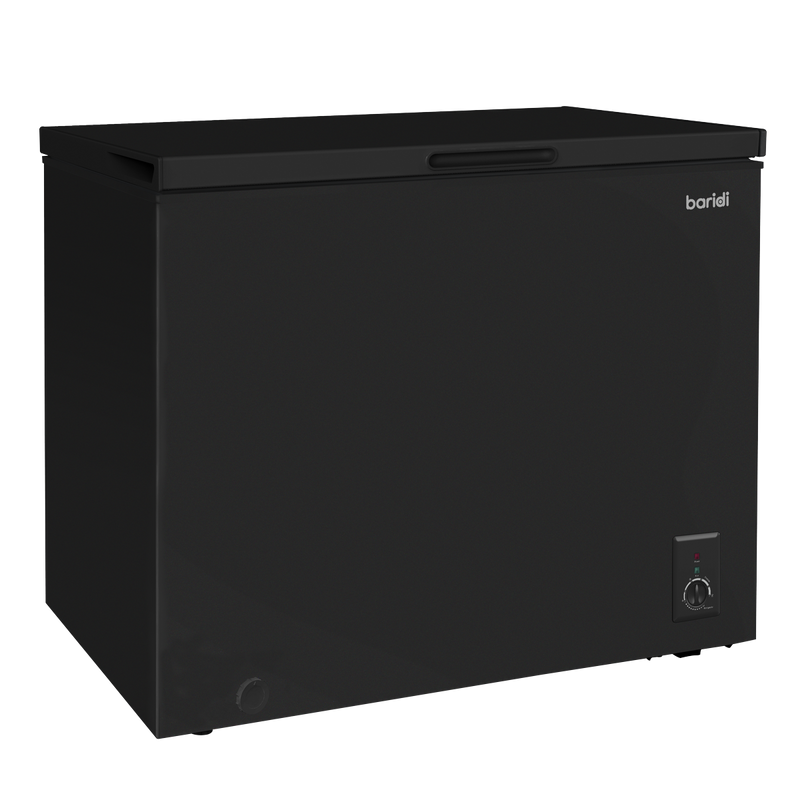 Baridi DH151  Freestanding Chest Freezer, 199L Capacity, Garages and Outbuilding Safe, -12 to -24 degreeC Adjustable Thermostat with Refrigeration Mode, Black