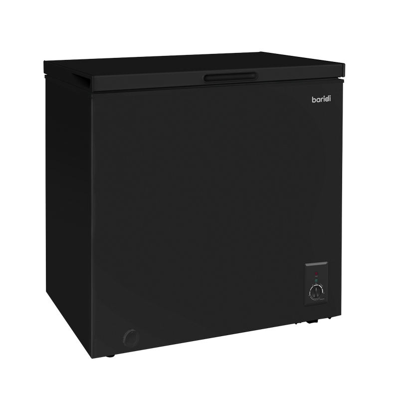Baridi DH152  Freestanding Chest Freezer, 142L Capacity, Garages and Outbuilding Safe, -12 to -24 degreeC Adjustable Thermostat with Refrigeration Mode, Black