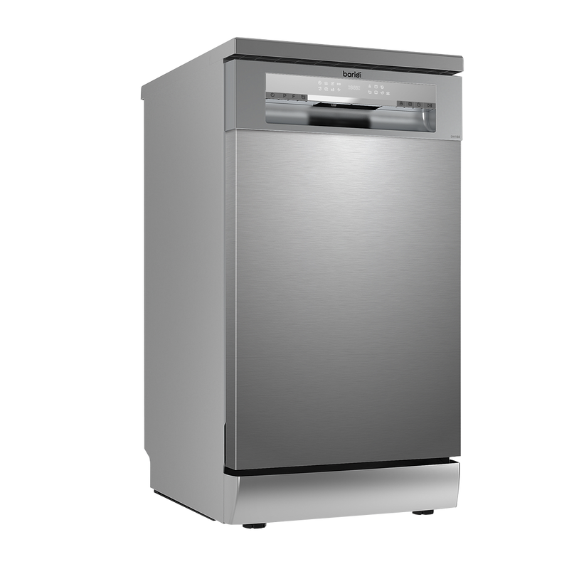 Baridi DH166  Slimline Freestanding Dishwasher, 45cm Wide with 10 Place Settings, 8 Programs & 5 Functions, LED Display, Silver