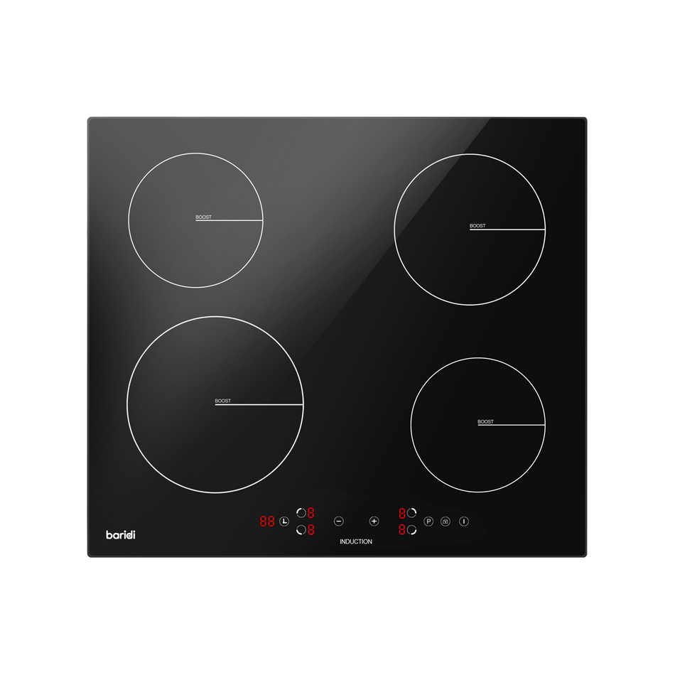 Baridi DH177  60cm Built-In Induction Hob with 4 Cooking Zones, 2800W, Boost Function, 9 Power Levels, Touch Control, Timer, supplied with 13A Plug