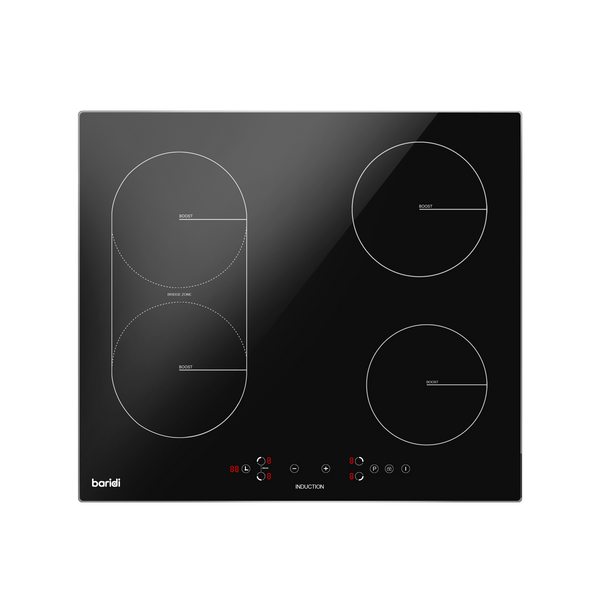 Baridi DH178  60cm Built-In Induction Hob with Bridge Zone, 4 Cooking Zones, 2800W, Boost Function, 9 Power Levels, Touch Control & Timer