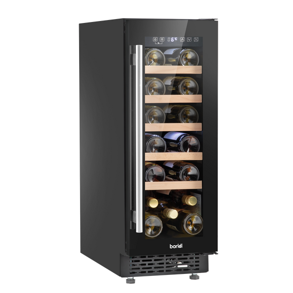 Baridi DH203  20 Bottle Slim 30cm Built-In Wine Cooler, Touchscreen Controls, Black