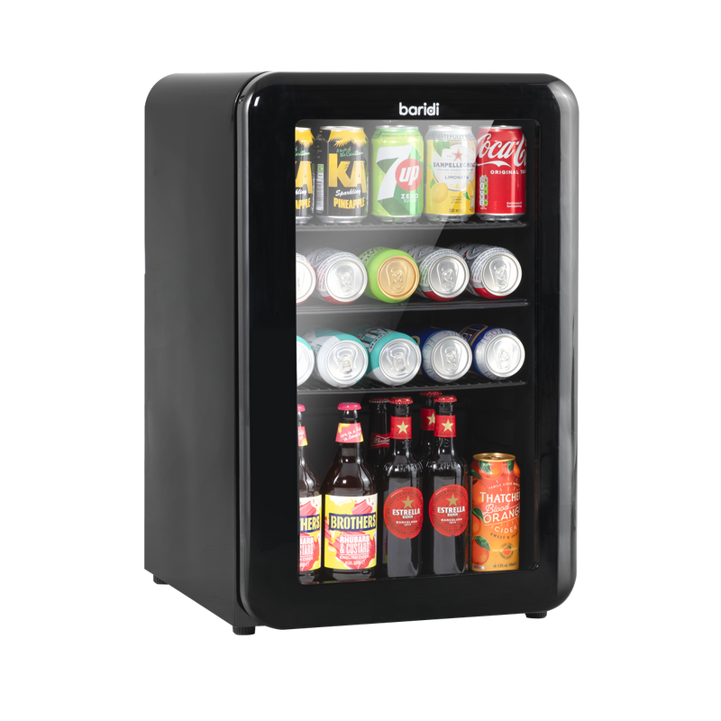 Sealey DH222 Baridi 70L Under Counter Drinks/Beer & Wine Cooler Fridge, Retro Style, Black