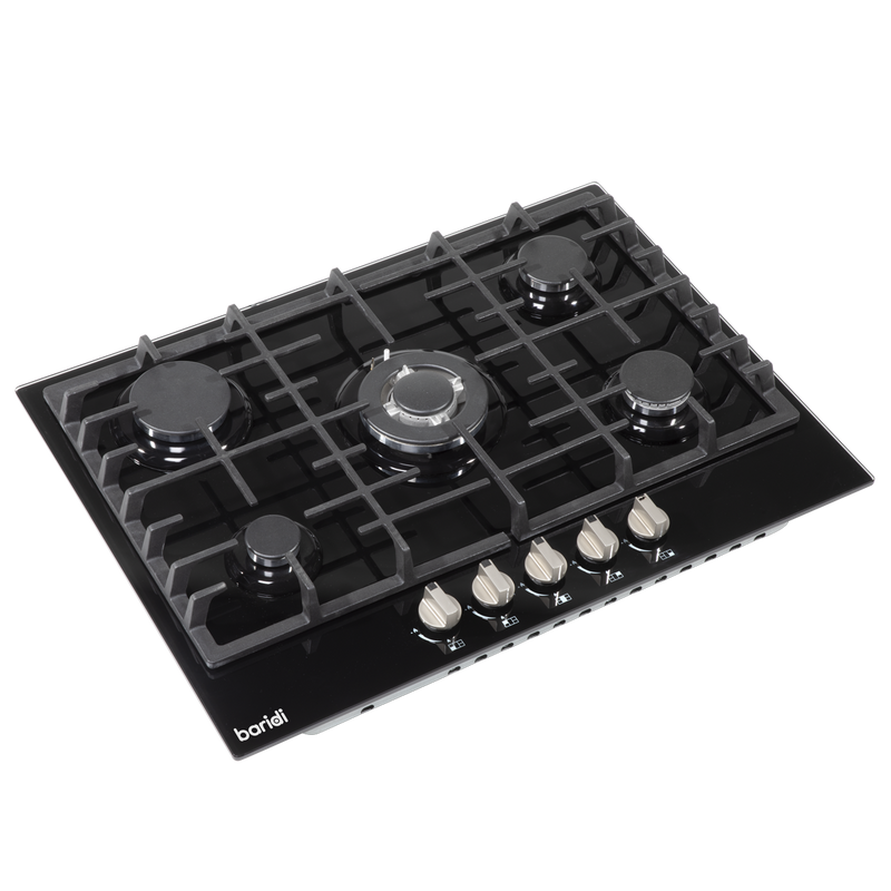 Baridi DH228 Gas Hob with 5 Cooking Zones 70cm - Black