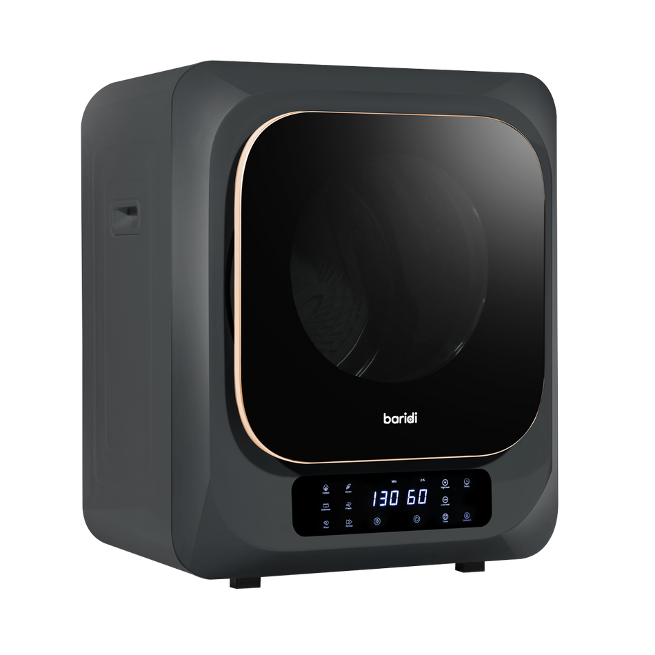 Baridi DH229  Small Tumble Dryer, Portable, 2.5kg, Vented, Perfect for Counter Top or Wall Mounted Use with Digital Controls, Compact, Black Mini Spin Dryer - DH229