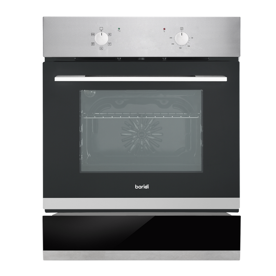 Baridi DH233 Integrated Fan-Assisted Electric Oven 60cm 55L Capacity with Warming Drawer - Black/Stainless Steel