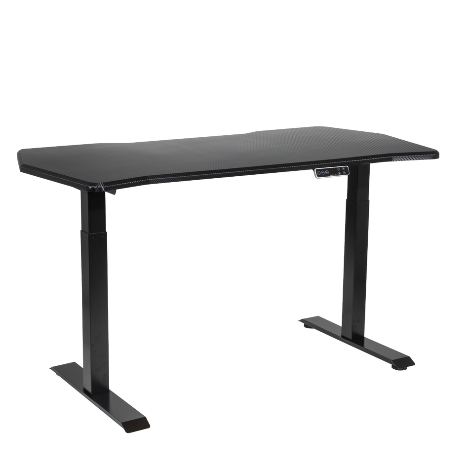 Dellonda DH241 Carbon Fibre Effect Electric Height Adjustable Standing Desk, 1400 x 700mm Dual Motor 100kg