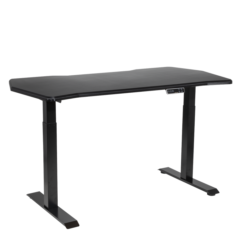 Dellonda DH241 Carbon Fibre Effect Electric Height Adjustable Standing Desk, 1400 x 700mm Dual Motor 100kg