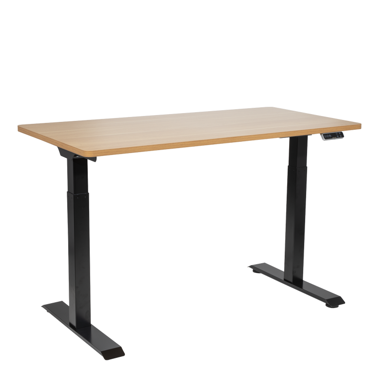 Dellonda DH33 Oak Electric Height Adjustable Standing Desk, 1400 x 700mm Dual Motor 100kg