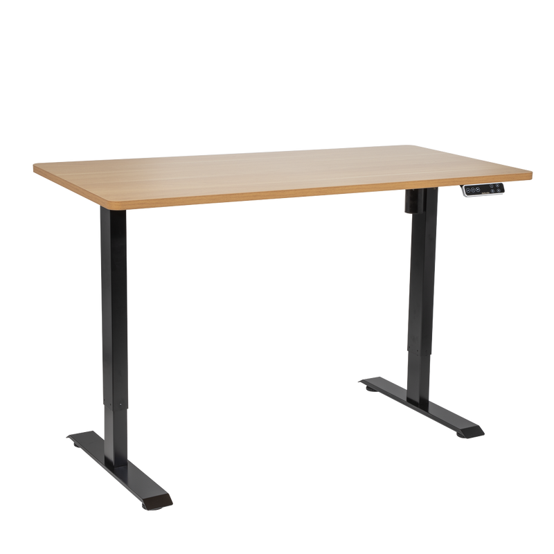 Dellonda DH41 Oak Electric Adjustable-Height Standing Desk with Memory, Quiet & Fast 1400 x 700mm
