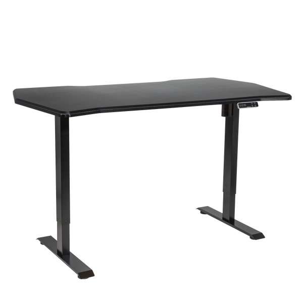Dellonda DH43 Carbon Fibre Effect Electric Height Adjustable Standing Desk with Memory, Quiet, 1400 x 700mm