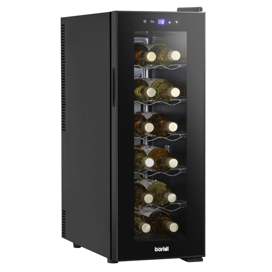 Baridi DH73  12 Bottle Wine Cooler with Digital Touchscreen Controls & LED Light, Black