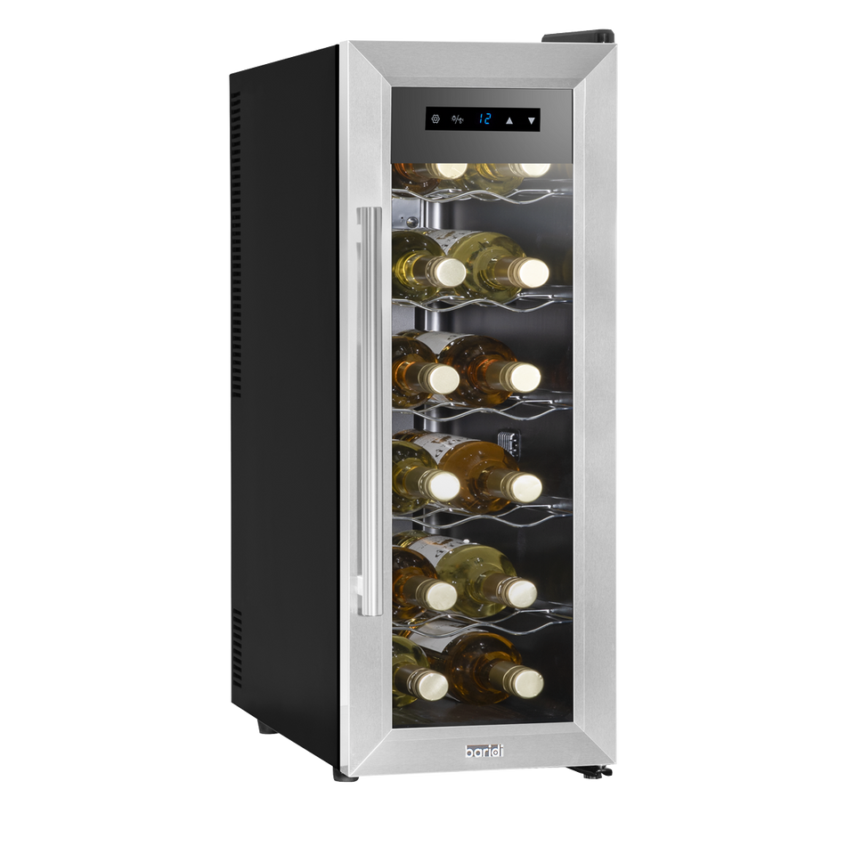 Baridi DH74  12 Bottle Wine Cooler with Digital Touchscreen Controls & LED Light, Stainless Steel