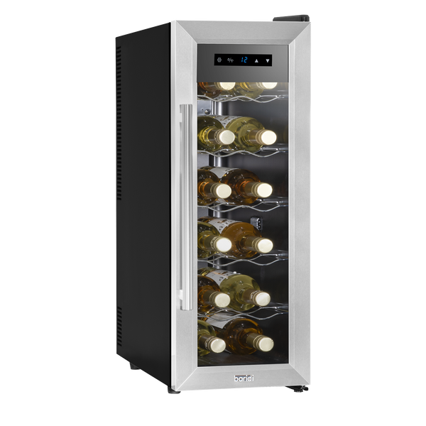 Baridi DH74  12 Bottle Wine Cooler with Digital Touchscreen Controls & LED Light, Stainless Steel