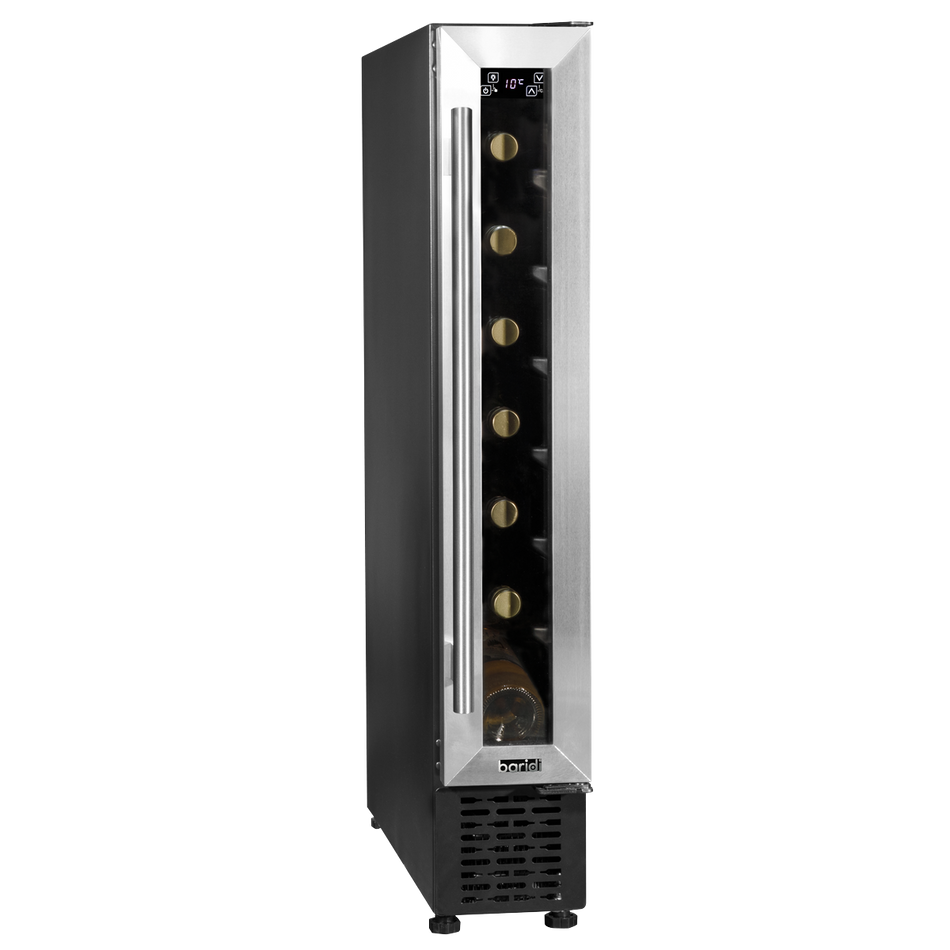 Baridi DH77  7 Bottle 15cm Slim Wine Cooler with Digital Touchscreen Controls, Stainless Steel