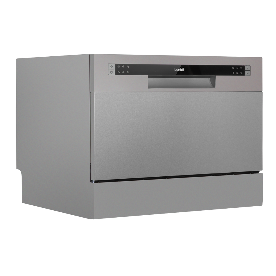 Baridi DH84  Compact Tabletop Dishwasher 6 Place Settings, 6 Programmes, Low Noise, 6.5L Cycle, Start Delay - Silver