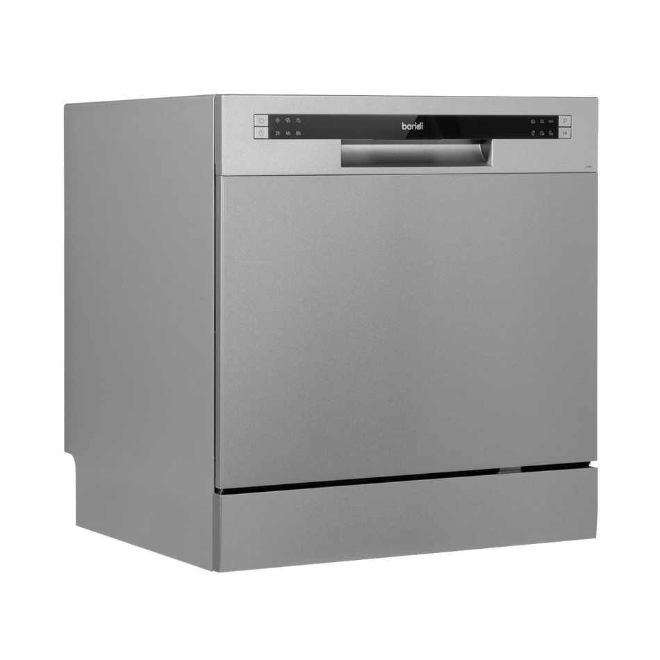 Baridi DH87  Compact Tabletop Dishwasher 8 Place Settings, 6 Programmes, Low Noise, 8L Cycle, Start Delay - Silver