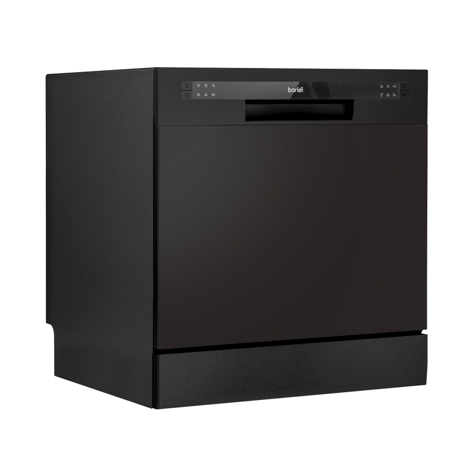Baridi DH88  Compact Tabletop Dishwasher 8 Place Settings, 6 Programmes, Low Noise, 8L Cycle, Start Delay - Black